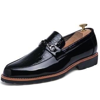 PINSV Men Formal Shoes Business Leather Shoes Slip-On