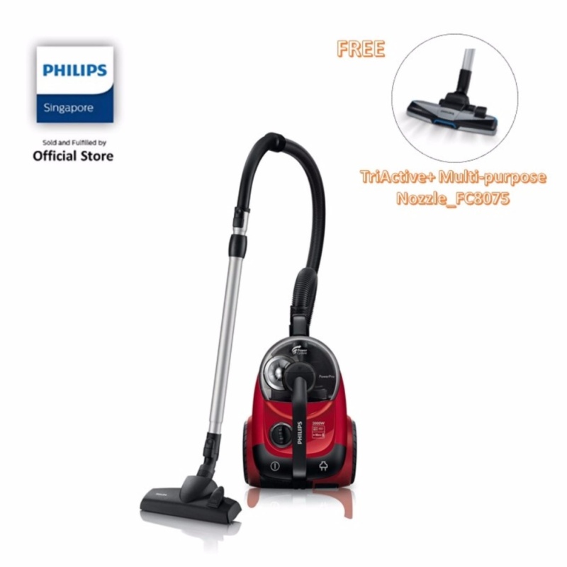 Philips FC8760/61 PowerPro Bagless Vacuum Cleaner, Power Cyclone 5 2000W - Black/Red Singapore