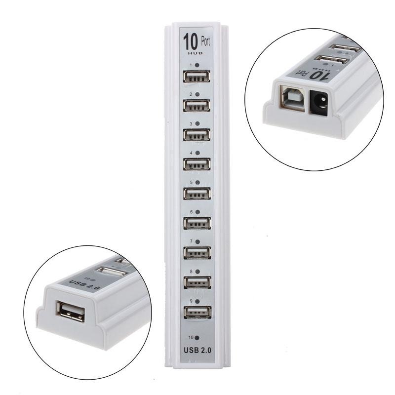 10 Port Hi-Speed USB 2.0 Hub With Power Adapter For PC Laptop Computer - intl