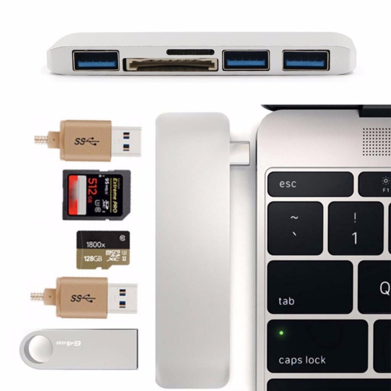 5-In-1 USB Type C To USB 3.0 Hub Adapter SD TF Card Reader For Chromebook MacBook - intl