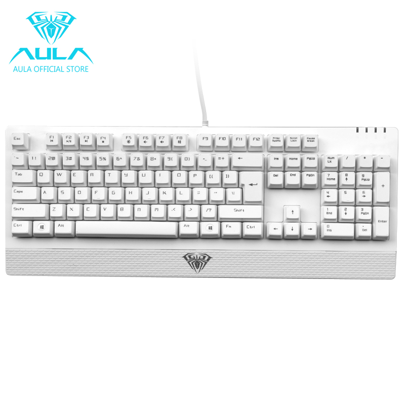 AULA OFFICIAL Wings of Liberty Mechanical 104keys Gaming Keyboard Waterproof(White) Singapore