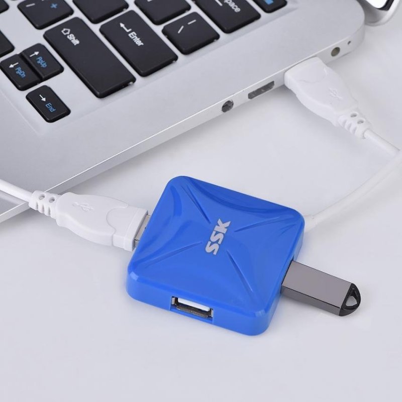 Justgogo SSK Portable High Speed 4 Port USB 2.0 Hub Splitter Adapter for PC Computer Laptop (Blue) - intl