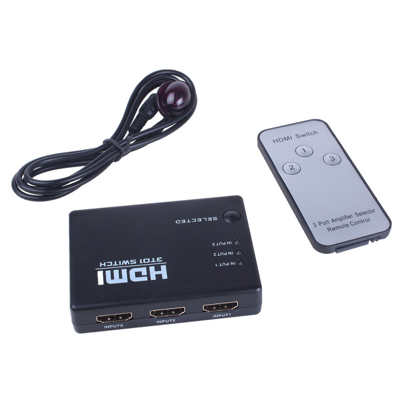 niceEshop 3 Port HDMI Switch Switcher Selector Splitter 3 HDMI Inputs 1 Output Auto Switching with Remote Control Singapore