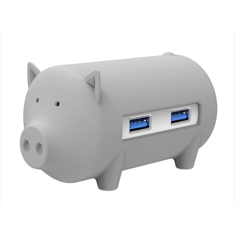 ORICO H4018-U3 Litte Pig HUB 3 Ports USB 3.0 HUB with TF + SD Card Reader(Grey) - intl