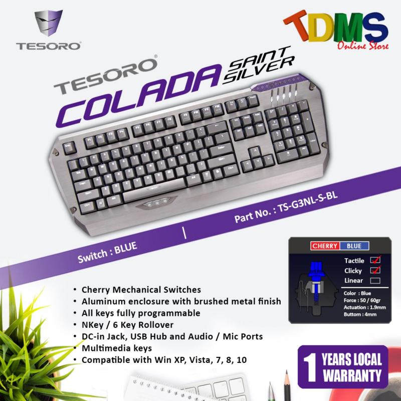 TESORO COLADA Saint Aluminium Mechanical Silver Gaming Keyboard - CHERRY BLUE SWITCH Singapore