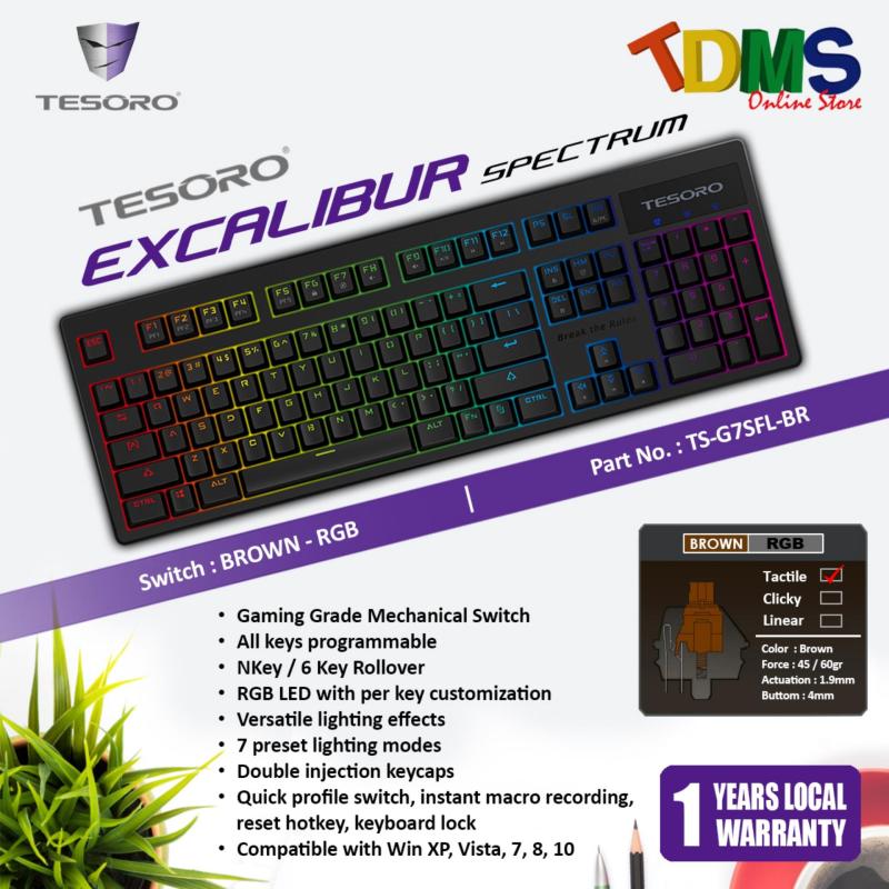 TESORO EXCALIBUR SPECTRUM RGB LED Backlit Mechanical Black Gaming
Keyboard - KAILH RGB BROWN SWITCH Singapore