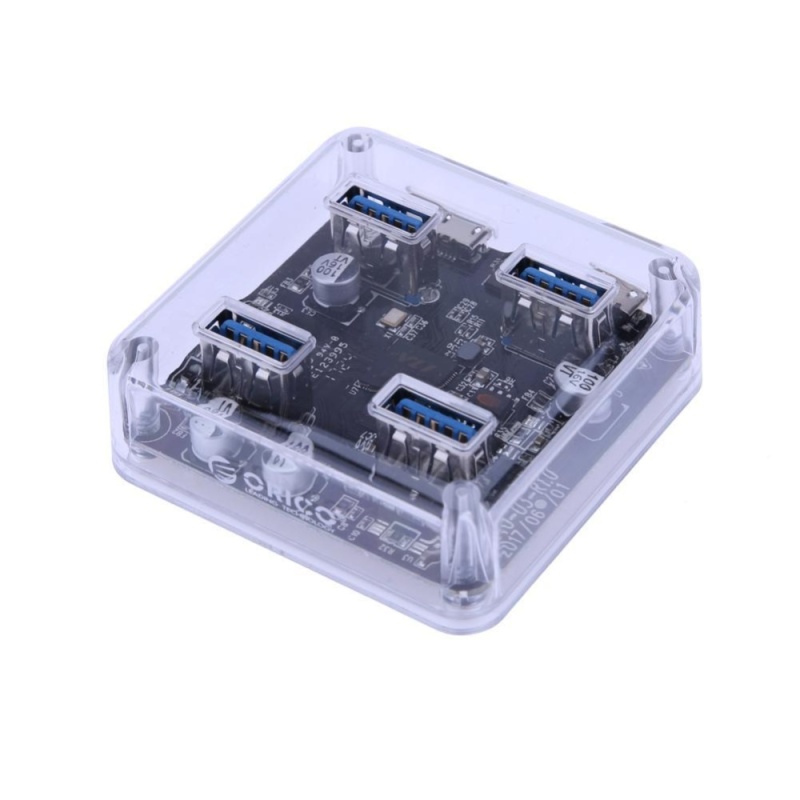 Transparent Case 4 USB3.0 Port Hub for Desktop PC Laptop with 0.3/1m Cable(White)-0.3m - intl