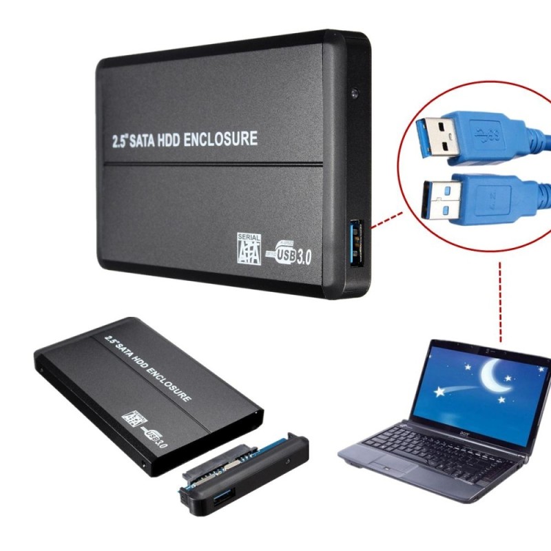 USB 3.0 2.5 IDE Hard Drive Disk HDD External Case Enclosure Box 5Gbps Max - intl