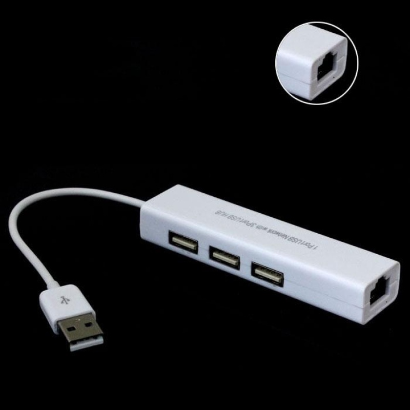 USB to RJ45 Ethernet Network Adapter Card With 3 Ports USB Ports Hub - intl