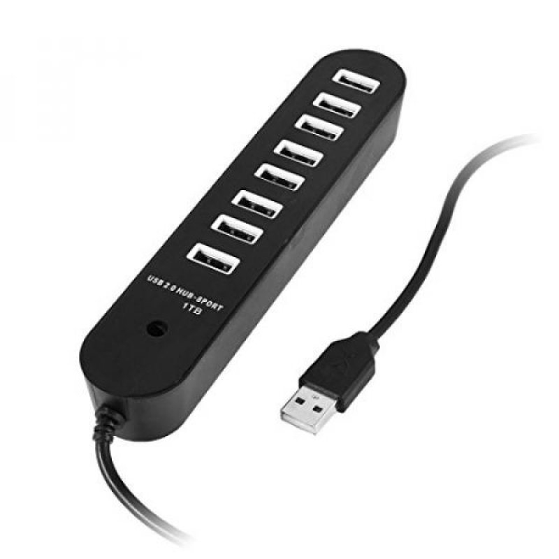 uxcell Black Rectangle 50cm Cable 1TB 8 Ports USB 2.0 Hub Splitter Adapter - intl