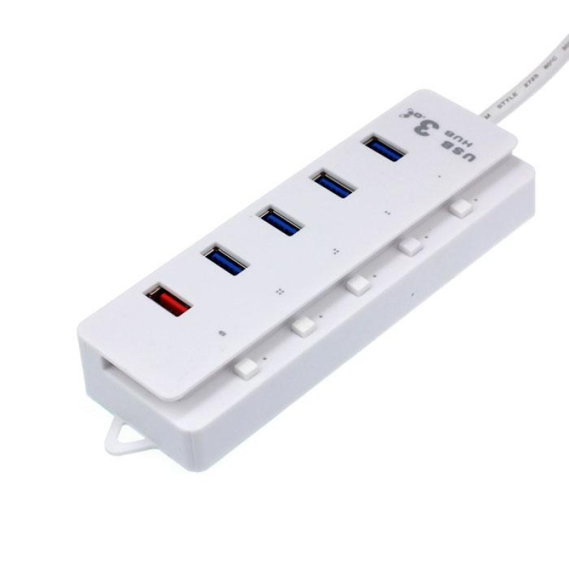 White USB 3.0 4-Port Hub Adapter + 5V 2.1A Charging Port LED Indicator - intl