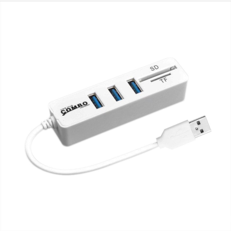 White USB Type 2 In 1 SD/TF Card Reader High Speed USB 2.0 Hub Splitter - intl