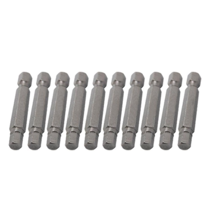 10 Pcs 6.3 x 50 x 5mm Gray Metal Hex Screwdriver Bits - intl