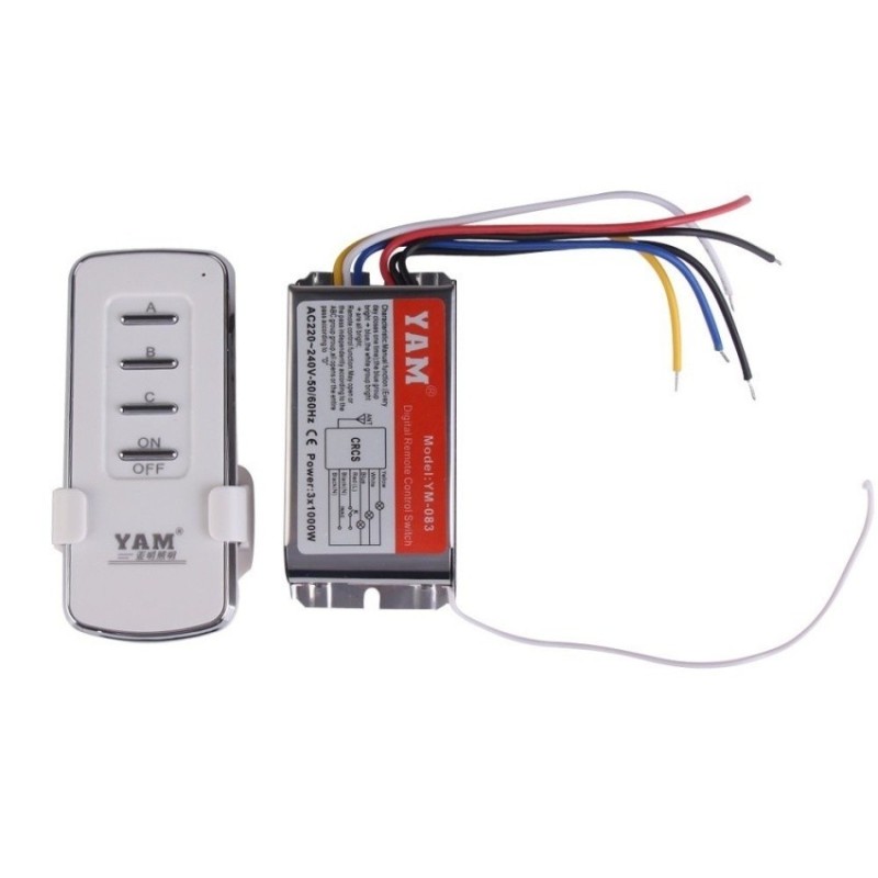 220V-240V 3 Channels Ports Digital Wireless Remote ControlWallSwitch - intl