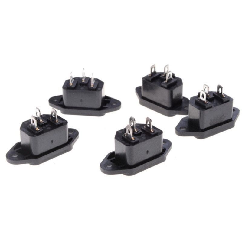 5pcs 3 Pin Ac 250v 10a Plug Panel Power Inlet Sockets Connectors - intl