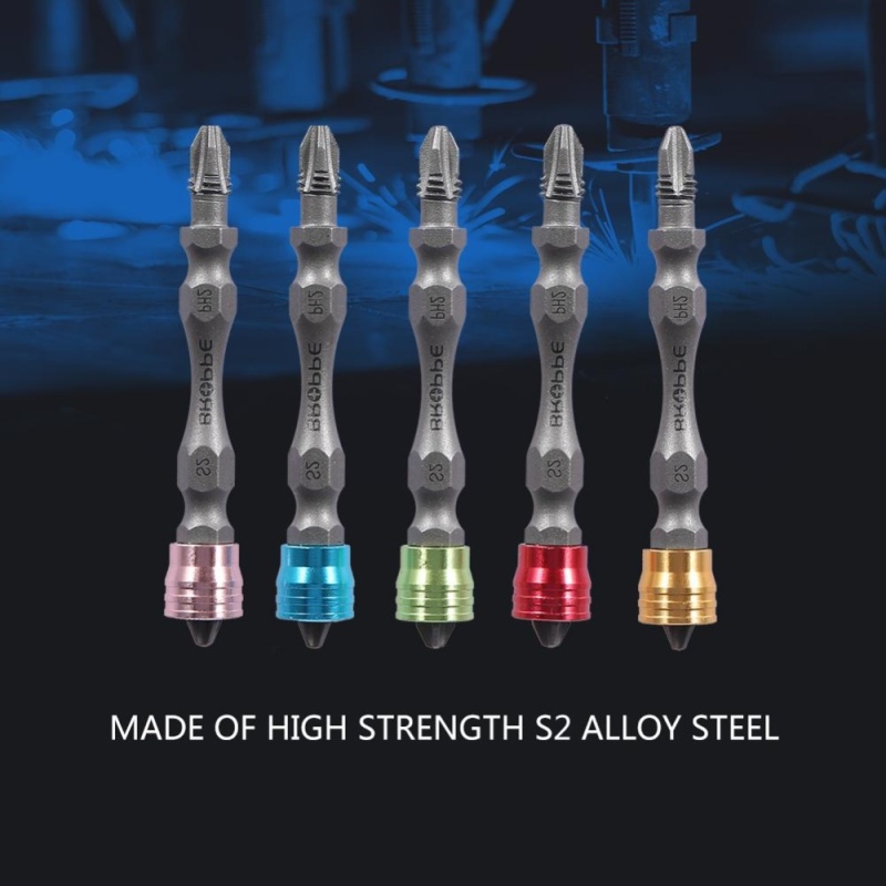 5Pcs S2 Steel Magnetic Double Cross Head PH2 Screwdriver Bits for
Drywall Screws 1/4inch Shank - intl
