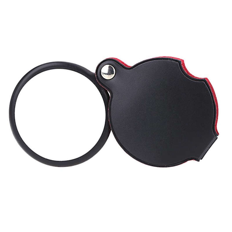 5X Glass Lens Pocket Magnifier with Leather Pouch Folding Magnifying Tool - intl