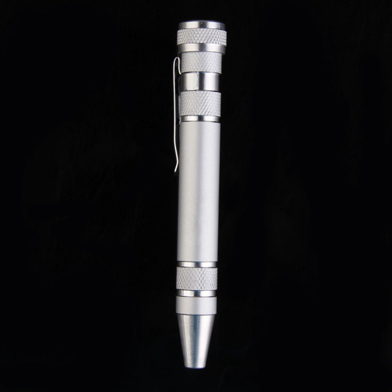 8 in 1 Aluminum Precision Multi-Tool Screw Driver Portable Tool Silver (Export)