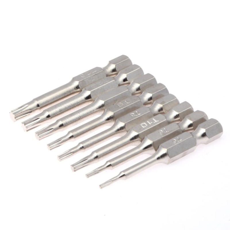 8Pcs 50mm Magnetic Head Bits S2 Chrome Plated Steel Torx Screwdriver Bit - intl