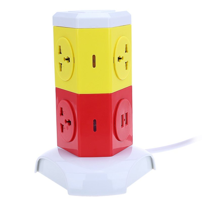 Alardor ALD - 2W4K - L Multicolor 180 Degree Rotating Socket Intelligent Vertical Surge Protection Power Strip - US PLUG (Intl) - intl