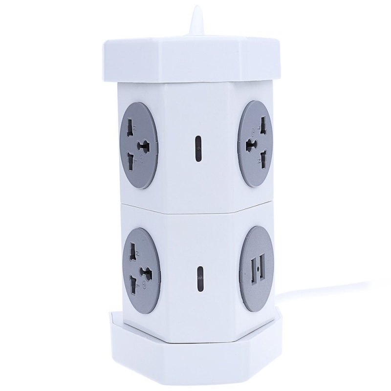 Alardor Colorful ALD - 2W4K - L 180 Degree Rotating Socket Intelligent USB Surge Protection Power Strip Dual USB Ports - US PLUG