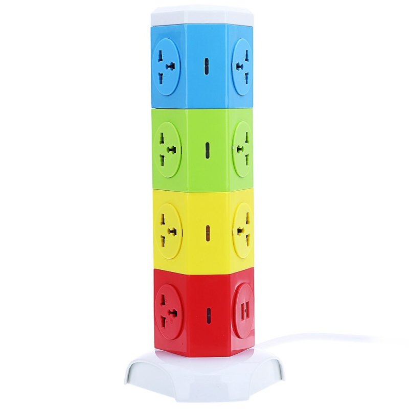 Alardor Colorful ALD - 4W8K - L 180 Degree Rotating Socket Intelligent Vertical Surge Protection Power Strip - UK PLUG - intl