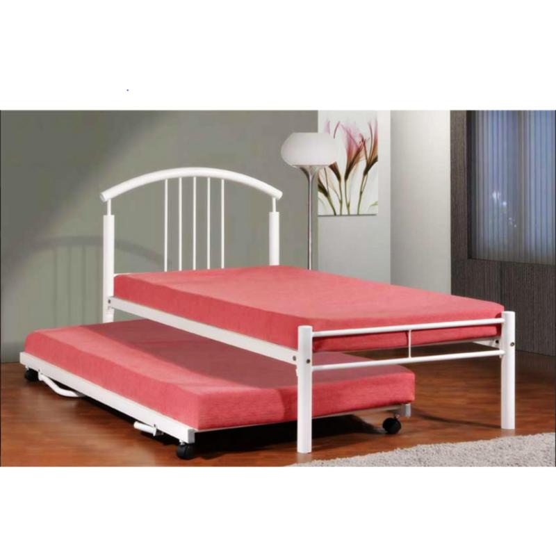 BFF-Alice Single Size Metal Bed w/ Pull-out Bed (White)