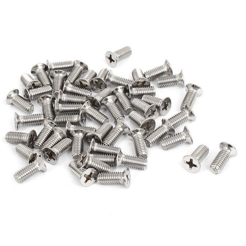 BolehDeals 100Pcs M5x12mm Stainless Steel Flat Head Cross Screw Pan Head Screws Set - intl
