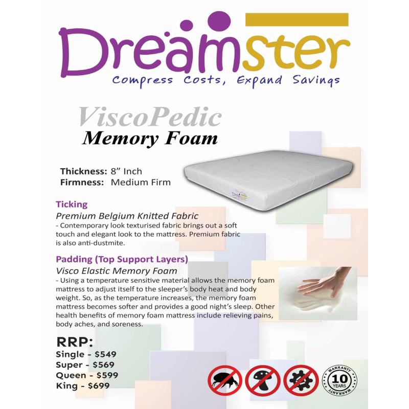Dreamster Visco Pedic Memory foam mattress