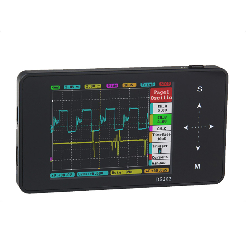 DS202 3 TFT LCD Portable Pocket Digital Oscilloscope - Black