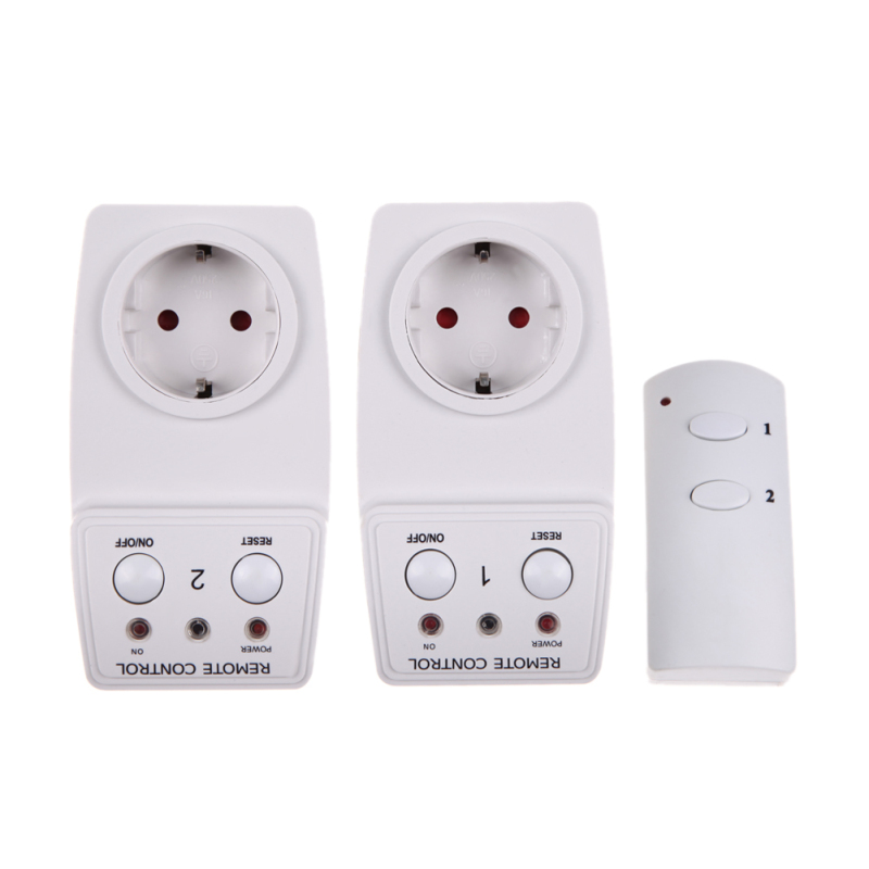 EU Plug Remote Control Outlet 2 Pack AC Power Light Switch Socket