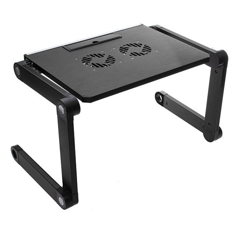 Portable 360°Adjustable Foldable Laptop Notebook Desk Table Stand Bed Tray 2 Fan