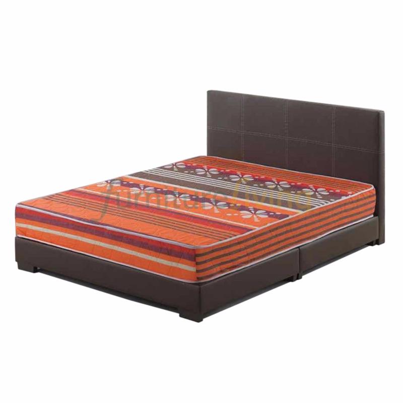 Furniture Living Queen size Divan Bedframe (Brown) + Queen size HD Foam Mattress 8inch