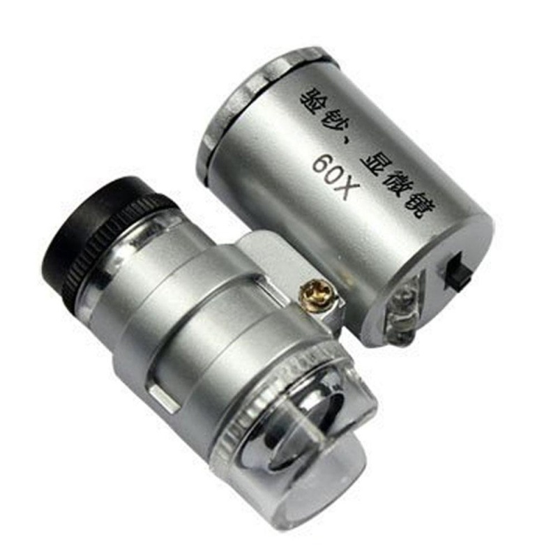goplm Mini 60x LED Aluminium Pocket Microscope Magnifier Adjustable Loupe - intl