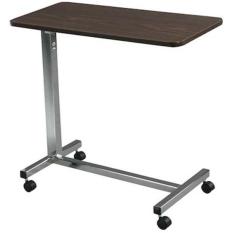 Height Adjustable Mobile Wooden Overbed Table