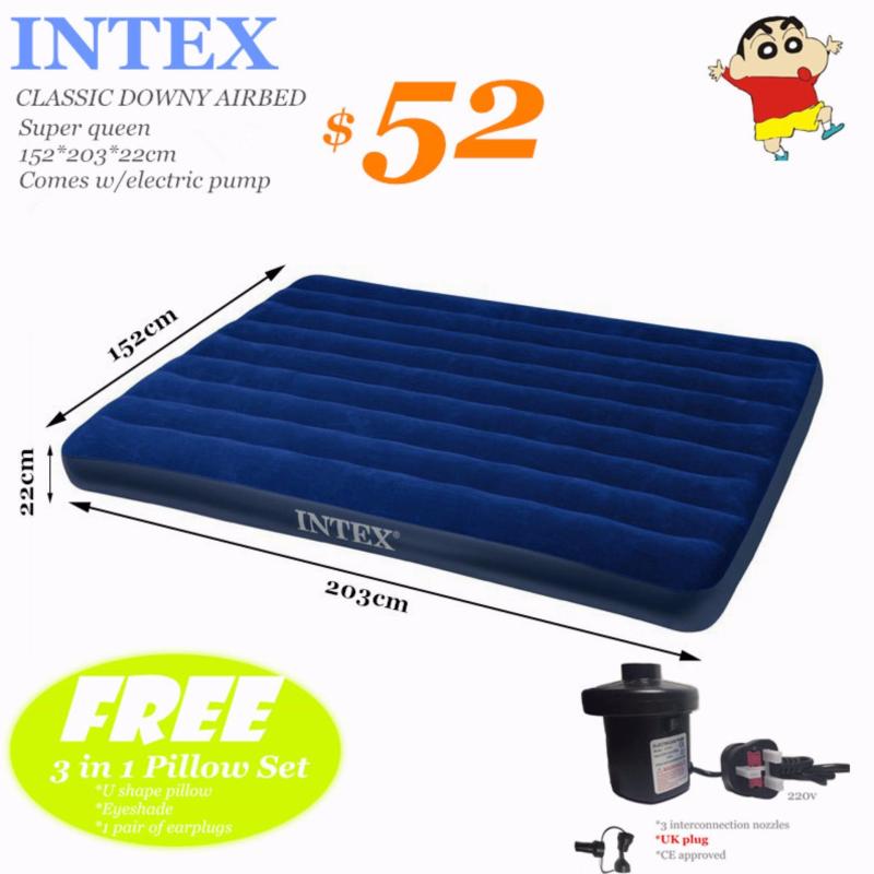 INTEX AIRBED Super queen 152*203*22*Pillow&Electric Pump(UK plug) to choose*Inflatable Mattress*AIR BED