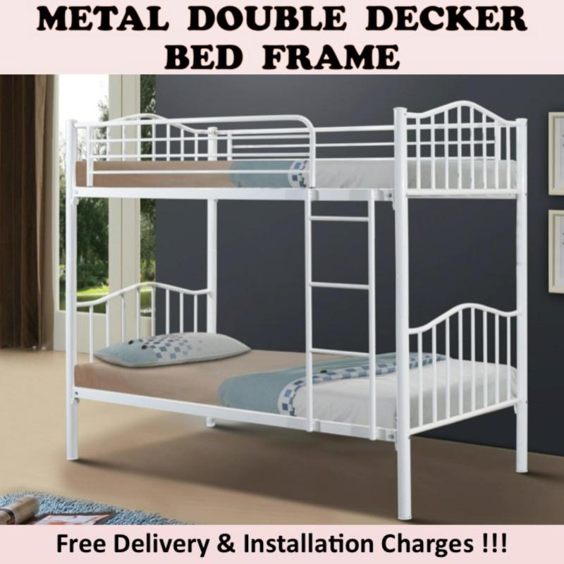 IRINA Double Decker Bed (White) with 2 Plywood