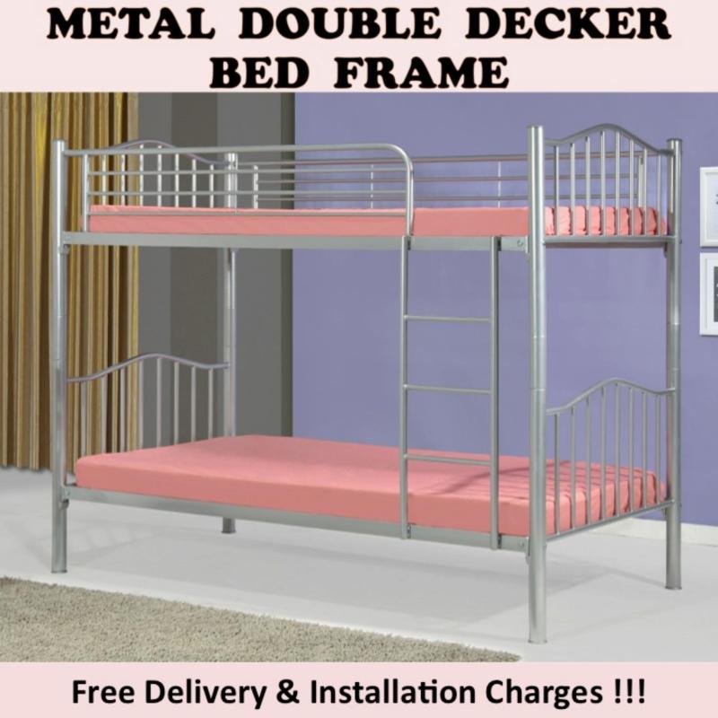 IRINA Double Decker Bed (Grey) with 2 Plywoods