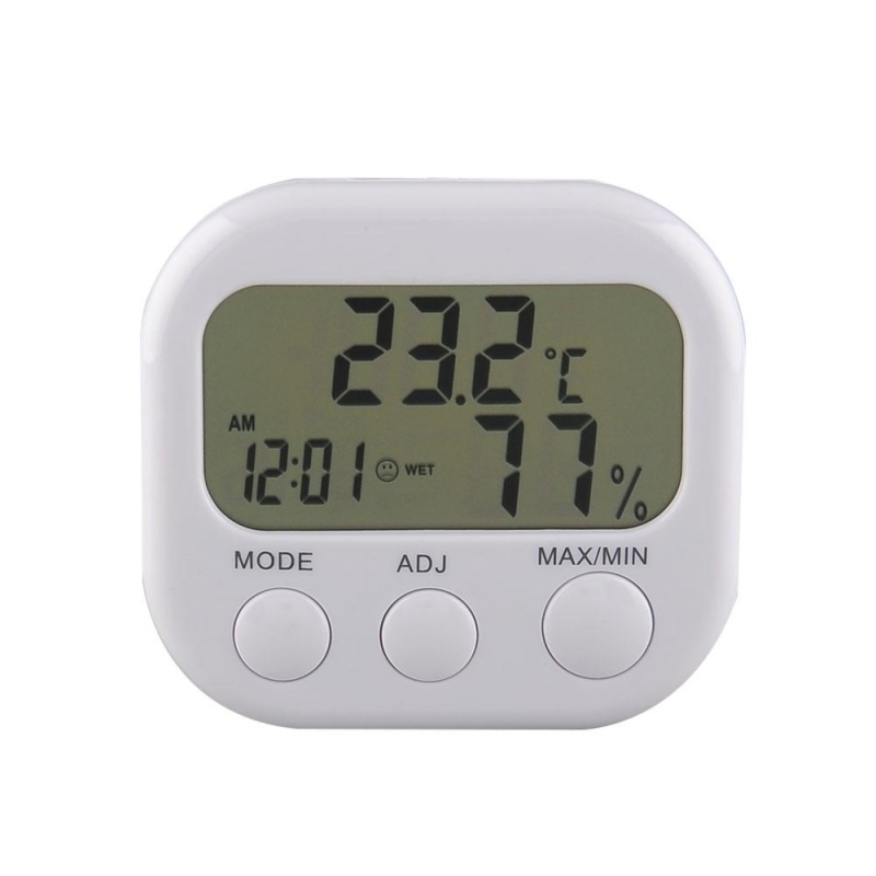New Digital Thermometer Humidity Hygrometer Moisture Clock TA638 White - intl