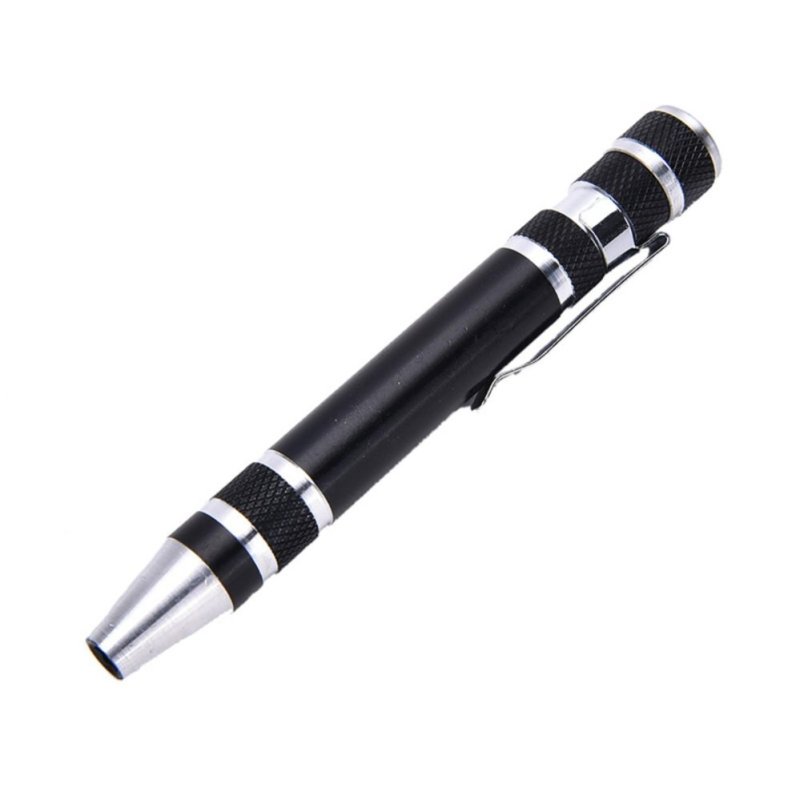 Precision Mini 6 in 1 Slotted Bits Screwdriver Pen Set Repair Tools Black