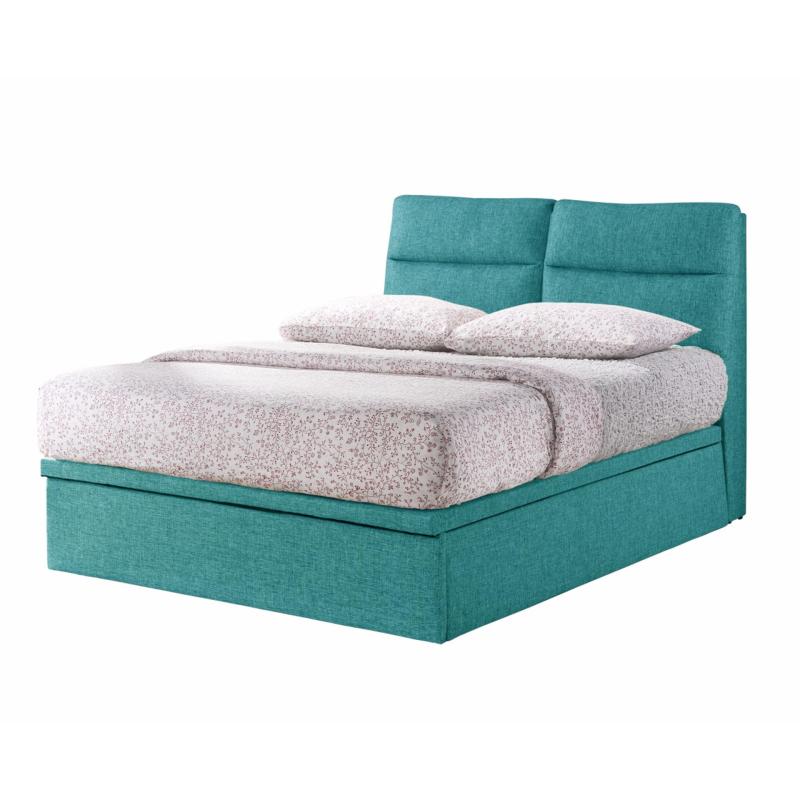 Queen size * Valentino Storage Bed Frame * 14-inch Depth * Fabric Upholstery * Aqua Blue color * Free Delivery