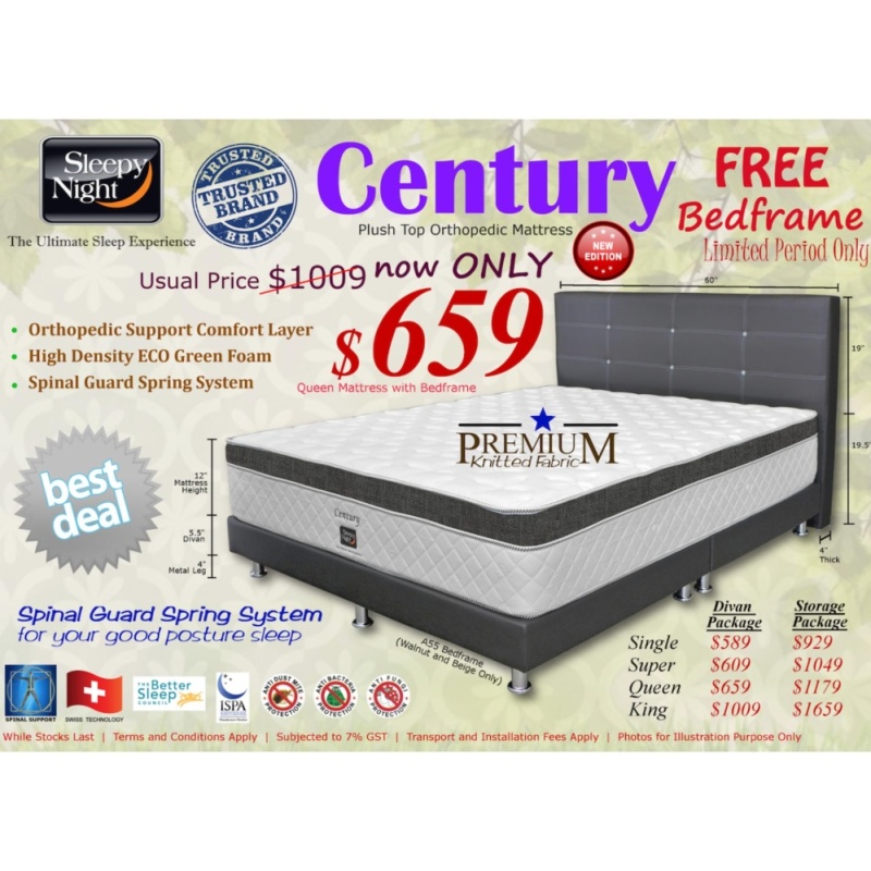 Sleepy Night Century Orthopedic Mattress + Free Bedframe