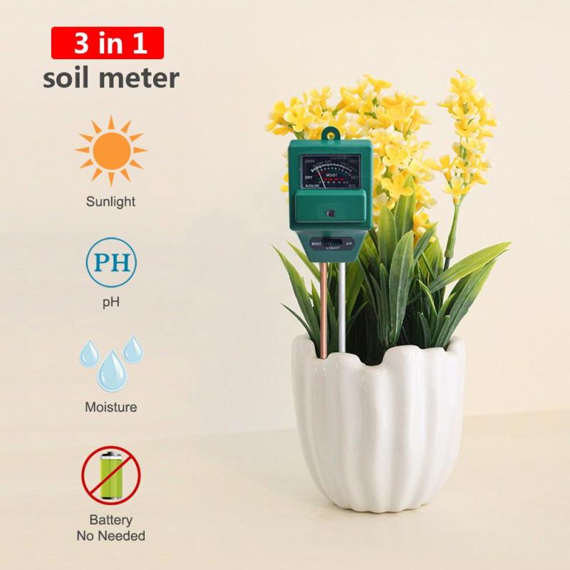 yieryi 3 in 1 Plant Flowers Soil PH Tester Moisture Measuring humidity Light Meter Hydroponics Analyzer Gardening Detector Hygrometer high quality Garden tool - intl