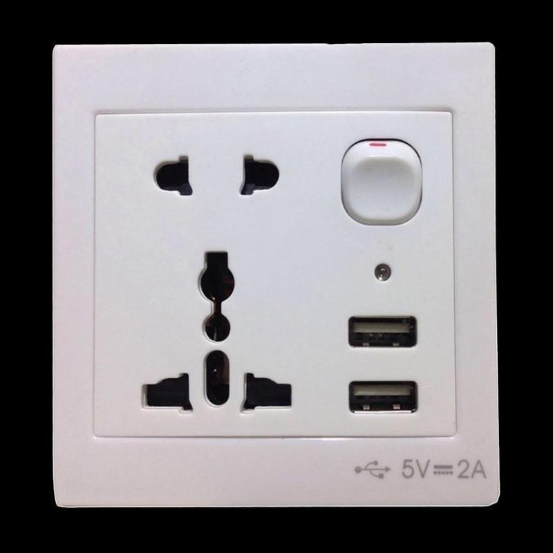 Zhouda International Universal Double USB Outlet Power Wall Socket
Plug w Switch - intl
