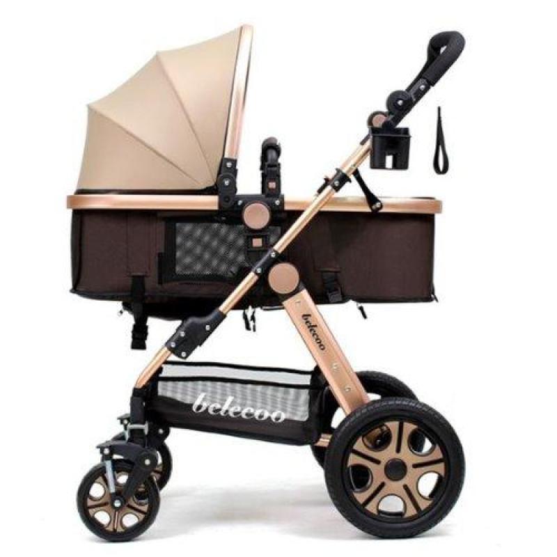 Belecoo Gold Frame German Design Stroller (Khaki Brown) Singapore