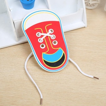 Children Wooden Lacing Shoes Toddler Kids Teaching Tie Shoelaces Toys - Intl July 2018 - 5 Children Wooden Lacing Shoes Toddler Kids Teaching Tie Shoelaces Toys - intl - 5