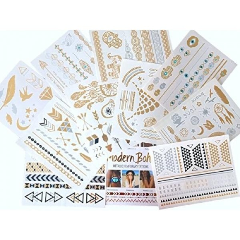 Buy 10 Sheets Modern Boho Metallic Tattoos Flash Gold/Silver Ultimate Collection - intl Singapore