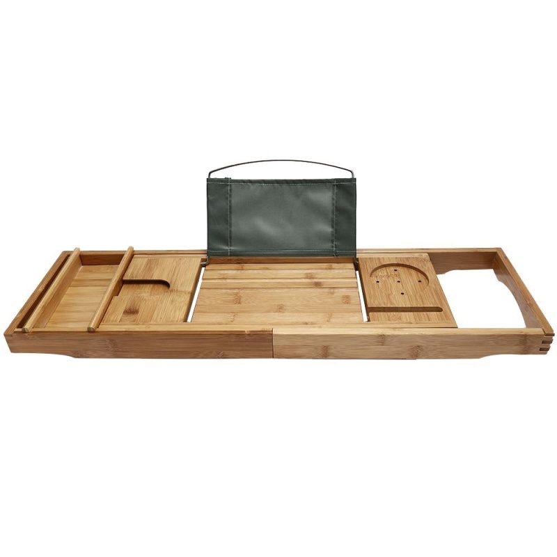 Buy Bamboo Bathtub Caddy Tray For Mug Cellphone Tablet PC (Beige Wood) - intl Singapore