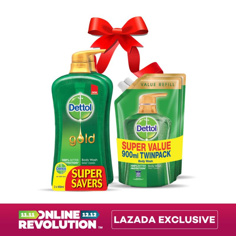 Buy Exclusive Online Revolution: Dettol Gold Daily Clean Shower Gel Twinpack 950ML x 2 & Dettol Gold Daily Clean Shower Gel Refill Twinpack 900ML x 2 Singapore
