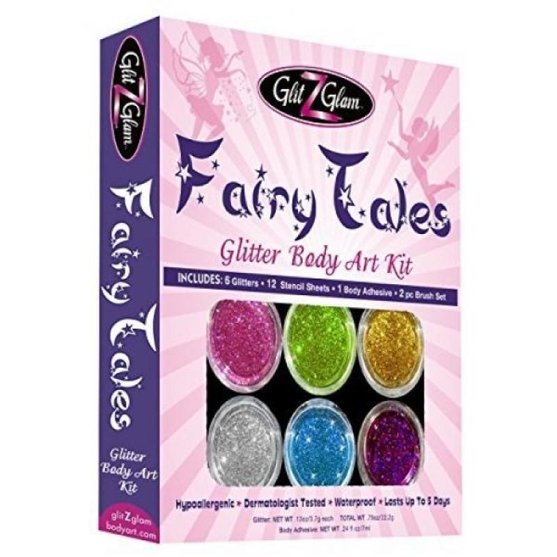 Buy Fairy Tales Glitter Tattoo Kit with 6 Large Glitters & 12 Amazing Stencils - HYPOALLERGENIC and DERMATOLOGIST TESTED! -Temporary Tattoos & Body Art Singapore